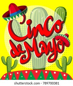 Cinco de Mayo card template with cactus plants illustration