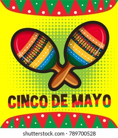 Cinco de Mayo card template with maracas illustration