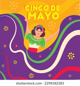 Cinco de mayo card Traditional mexican woman Vector