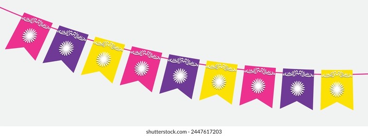  Cinco De Mayo celebrating card with bright bunting flags . Cinco de mayo bunting element. EPS 10