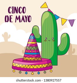 cinco de mayo celebration with cactus and mexican hat