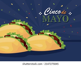 cinco de mayo celebration card with tacos