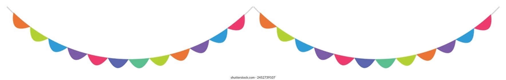 Cinco de Mayo celebration colored flags, garlands, bunting. Flat style, isolated on white background. Vector illustration,