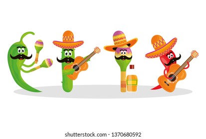 cinco de mayo celebration with group of characters