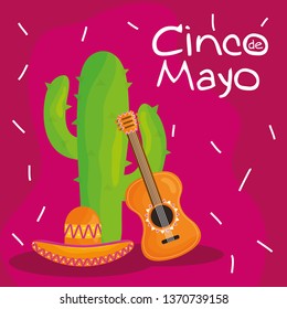 cinco de mayo celebration with guitar and cactus
