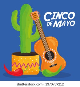 cinco de mayo celebration with guitar and cactus