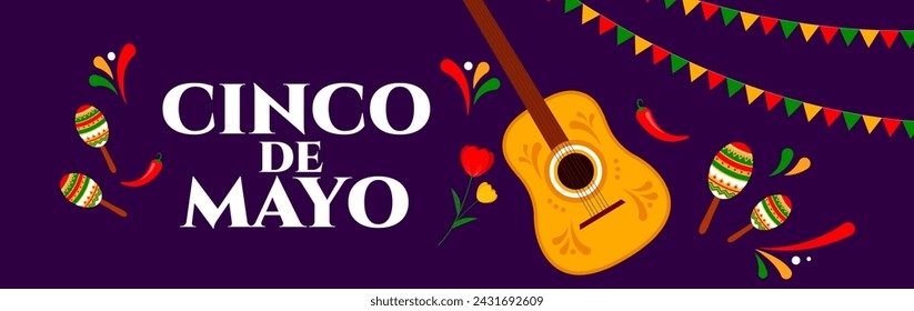 Cinco de Mayo celebration, May 5. Mexican holiday background. Cinco de mayo festival banner. Vector illustration. (Translation: May 5th)