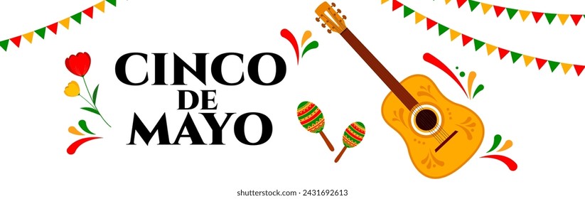 Cinco de Mayo celebration, May 5. Mexican holiday background. Cinco de mayo festival banner. Vector illustration. (Translation: May 5th)