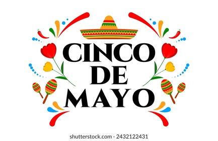 Celebración del Cinco de Mayo, 5 de mayo. Fiesta regional en México. Diseño de banner de vacaciones mexicanas. Ilustración de vector