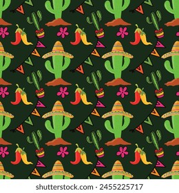 Cinco De Mayo Celebration Seamless Vector Pattern Design