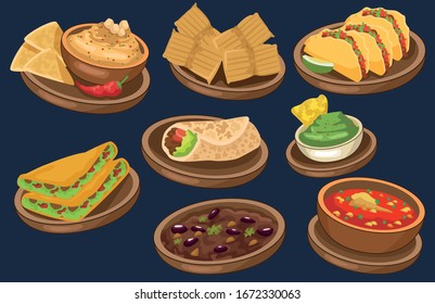 cinco de mayo celebration with set food vector illustration design