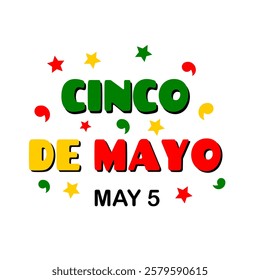 Cinco De Mayo clip art ornate letters isolated in white background. May 5. Colorful greeting card or banner template. Mexican culture celebration