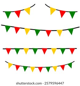 Cinco De Mayo clip art with red green and yellow flag isolated in white background. May 5. Colorful greeting card or banner template. Mexican culture celebratio