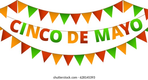 Cinco de Mayo colorful bunting isolated on white