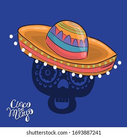 Cinco de Mayo, colorful holiday background, cartoon vector in flat style. A collection of attributes of Mexican culture.