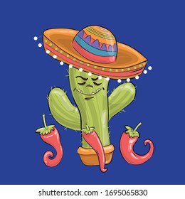 Cinco de Mayo, colorful holiday background, cartoon vector in flat style. A collection of attributes of Mexican culture.
