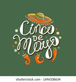 Cinco de Mayo, colorful holiday background, cartoon vector in flat style. A collection of attributes of Mexican culture.