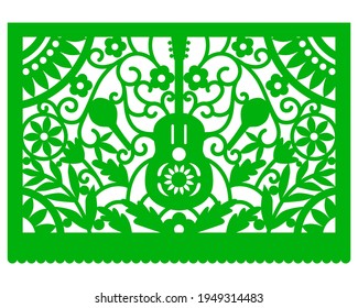 Cinco de Mayo. Banner de papel picado colorido de méxico perforado