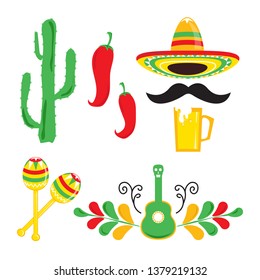 Cinco de Mayo colorful vector cartoon set
