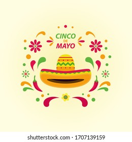 cinco de mayo concept of hat element background, concept flat illustration vektor
