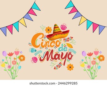 Cinco de Mayo day design. Best design for social media. EPS file. Vector greeting art work isolated on a off white background.