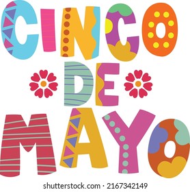 Cinco de Mayo Day graphic text label on white background.