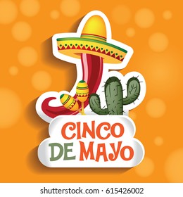 Cinco De Mayo design for celebration of the holiday on the fifth (Cinco) of May (Mayo). EPS 10 vector.