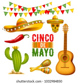 Cinco de Mayo design elements set.  Vector illustration. 