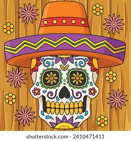 Cinco de Mayo Día de los Muertos Caricatura de colores