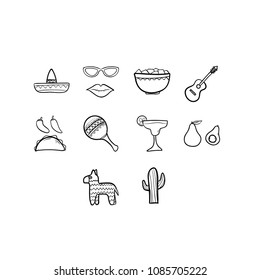 cinco de mayo doodle icon outline