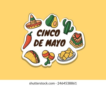 Cinco De Mayo Doodle Sticker