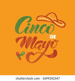 Cinco de mayo drawn lettering.Vector illustration.Template for  greeting card, web, postcard, banner.