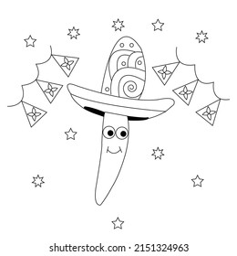 Cinco de mayo dress coloring pages black and white line art Mexican Traditional pages