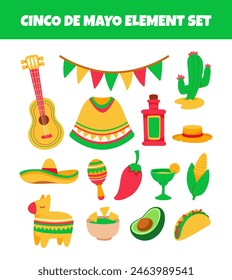 Cinco de mayo element illustration set