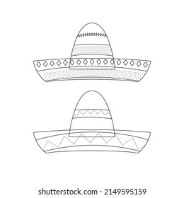 Cinco de Mayo Elements and Characters Coloring Book Pages Vector