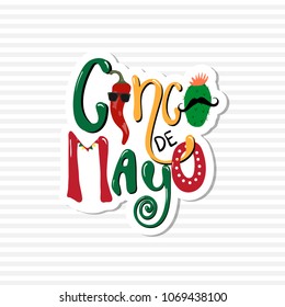 Cinco de mayo emblem design with hand drawn calligraphy lettering