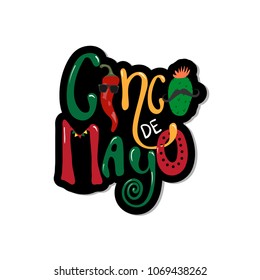 Cinco de mayo emblem design with hand drawn calligraphy lettering