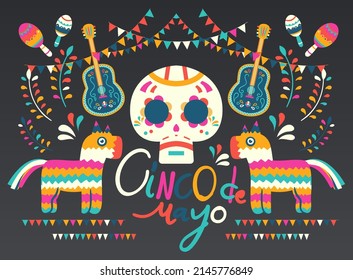 Cinco de Mayo federal holiday in Mexico. Fiesta banner and poster design with flags, flowers, decorations, Vector template with traditional Mexican