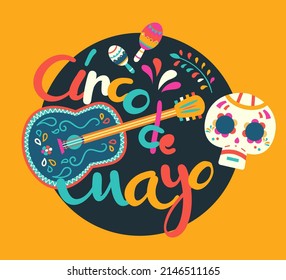 Cinco de Mayo federal holiday in Mexico. Fiesta banner and poster design with flags, flowers, decorations, Vector template with traditional Mexican