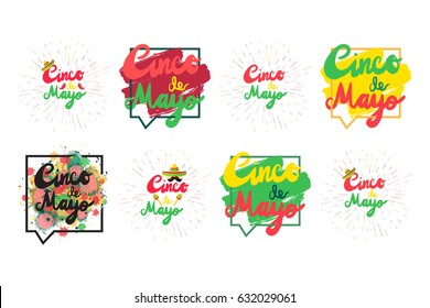 Cinco De Mayo Festival Flyers with mustache and sombrero, maraca. Festival Poster. Vector