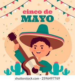 cinco de mayo festival illustration in flat style design