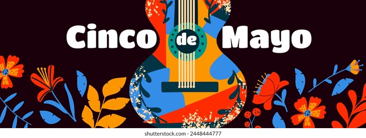 Cinco de Mayo festive banner. Holiday in Mexico. Colorful design poster. Vector illustration in hand draw style.