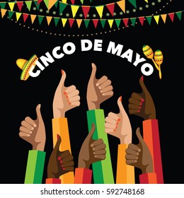 Cinco De Mayo festive thumbs up design. To celebrate the Mexican holiday on the 5th of May. EPS 10 vector.