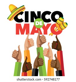 Cinco De Mayo festive thumbs up design. To celebrate the Mexican holiday on the 5th of May. EPS 10 vector.