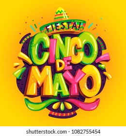 Cinco de mayo fiesta color vector illustration on a yellow background