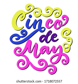 Cinco de Mayo Fiesta festival vector illustration. May 5, holiday in Mexico. Banner, party poster design with lettering. Hand drawn phrase.