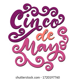 Cinco de Mayo Fiesta festival vector illustration. May 5, holiday in Mexico. Banner, party poster design with lettering. Hand drawn phrase.