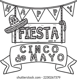 Cinco de Mayo Fiesta Isolated Coloring Page 