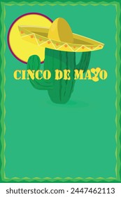 Cinco de Mayo fiesta party vector banner of Mexican holiday. Mexico sombrero hat and cactuses