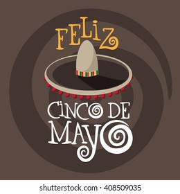 Cinco De Mayo (fifth of May, Mexican holiday) hand drawn lettering design EPS 10 vector 